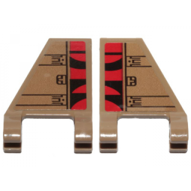 dark tan flag 2 x 2 trapezoid with black curved stripes on red background and hull plates pattern on both sides stickers - set 75215