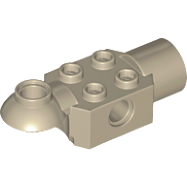dark tan technic brick modified 2 x 2 with pin hole rotation joint ball half horizontal and rotation joint socket