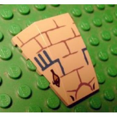 dark tan wedge 4 x 4 triple curved no studs with bricks blue lines and 2 eyes pattern cobra head