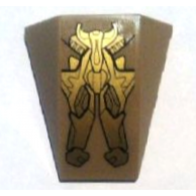 dark tan wedge 4 x 4 triple curved no studs with gold armor plates pattern sticker - set 6869