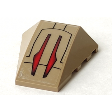 dark tan wedge 4 x 4 triple curved no studs with 2 red arrows and black lines pattern sticker - set 7660