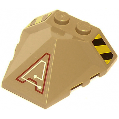 dark tan wedge 4 x 4 x 1 1 3 pyramid center with stripes and exo-force circuitry left pattern c stickers - sets 7702 7711