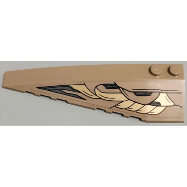 dark tan wedge 10 x 3 left with gold and dark bluish gray armor plates with black outlines pattern sticker - set 76237