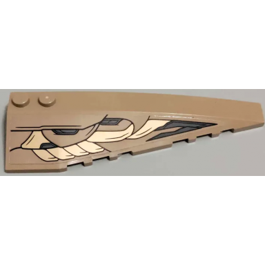 dark tan wedge 10 x 3 right with gold and dark bluish gray armor plates with black outlines pattern sticker - set 76237