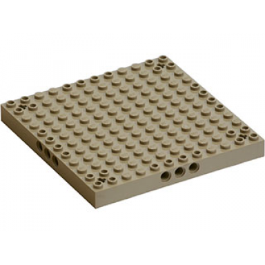 brick modified 12 x 12 with 3 pin holes on each side and axle holes in corners