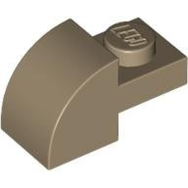 dark tan slope curved 2 x 1 with recessed stud
