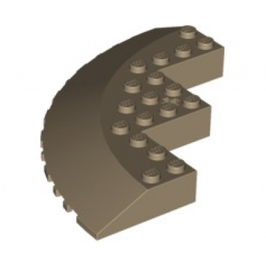 dark tan brick round corner 10 x 10 with slope 33 edge axle hole facet cutout