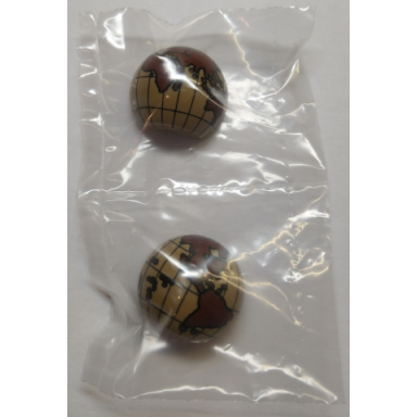dark tan cylinder hemisphere 2 x 2 with dark brown globe pattern