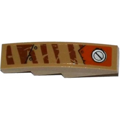 dark tan slope curved 4 x 1 with tiger stripes armor plates rivets and filler cap pattern model left side sticker - set 70220