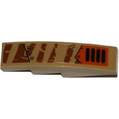 dark tan slope curved 4 x 1 with tiger stripes armor plates rivets and grille pattern model right side sticker - set 70220