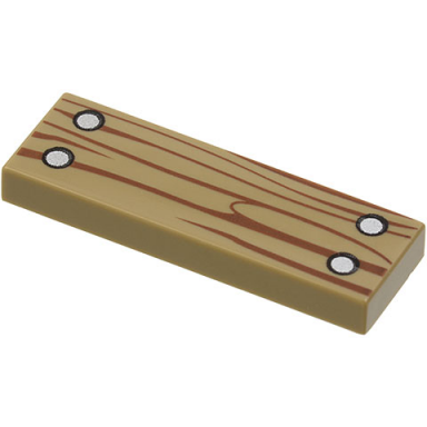 dark tan tile 1 x 3 with wood grain and 4 silver nails pattern