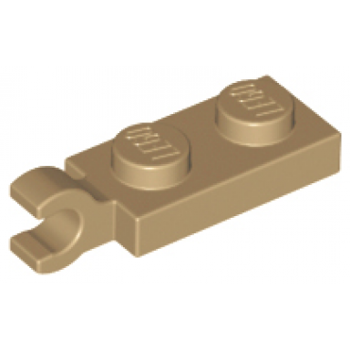 dark tan plate modified 1 x 2 with clip on end horizontal grip