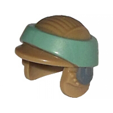 dark tan minifigure headgear helmet sw rebel commando with sand green band pattern
