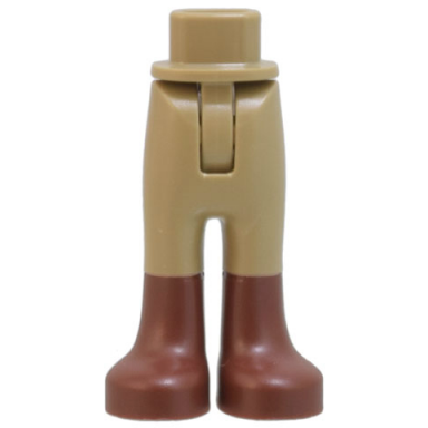 dark tan mini doll hips and trousers with back pockets with molded reddish brown lower legs boots pattern - thin hinge