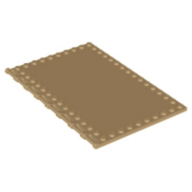 dark tan tile modified 10 x 16 with studs on edges and bar handles