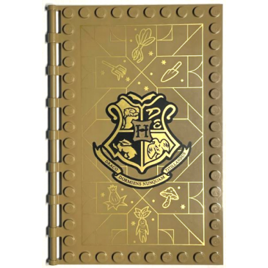 dark tan tile modified 10 x 16 with studs on edges and bar handles with hogwarts herbology class pattern