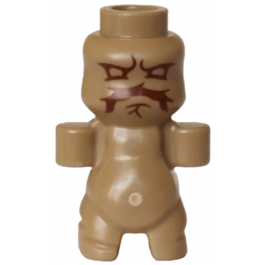 dark tan minifigure utensil micro body with fixed arms with hands legs and head with reddish brown mandrake face pattern