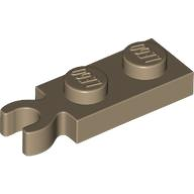 dark tan plate modified 1 x 2 with clip on end vertical grip