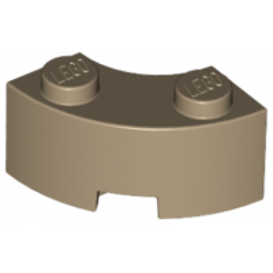 dark tan brick round corner 2 x 2 macaroni with stud notch and reinforced underside