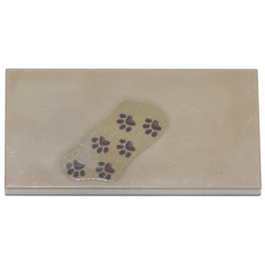 dark tan tile 2 x 4 with 6 reddish brown paw prints pattern sticker - set 21341