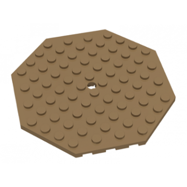 dark tan plate modified 10 x 10 octagonal with hole