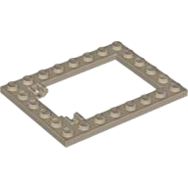 dark tan plate modified 6 x 8 trap door frame horizontal long pin holders