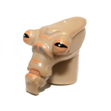 dark tan minifigure head modified sw geonosian with black eyes pattern