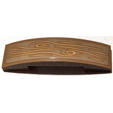 dark tan slope curved 4 x 1 x 2 3 double with tan wood grain pattern sticker - set 41422