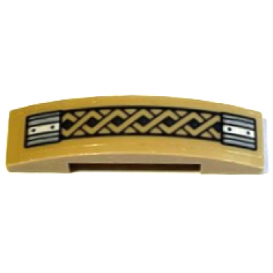 dark tan slope curved 4 x 1 x 2 3 double with dark bluish gray braided zigzag belt with silver buckles and rivets pattern sticker - set 76169