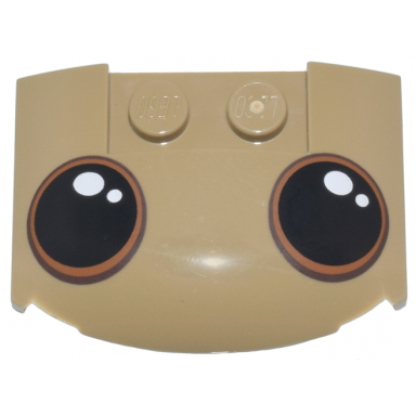 dark tan wedge 3 x 4 x 2 3 triple curved with black eyes with dark brown and dark orange iris outlines and white glints pattern dancing groot