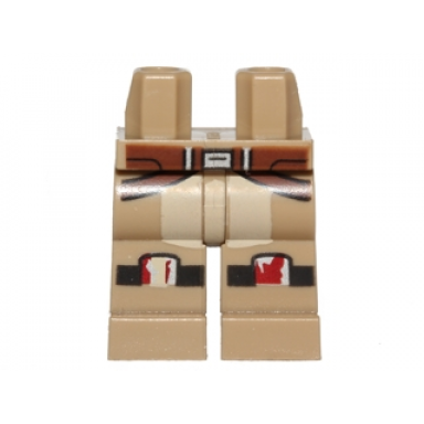 dark tan hips and legs with reddish brown belt and black knee belts with silver and red knee pads pattern sw sabine wren