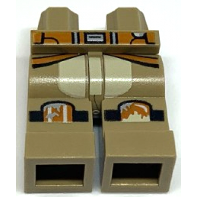 dark tan hips and legs with dark orange belt and black knee belts with silver and dark orange knee pads pattern sw sabine wren
