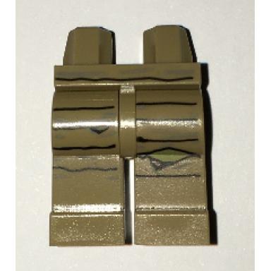 dark tan hips and legs with tattered wrappings over olive green knee pattern sw teedo