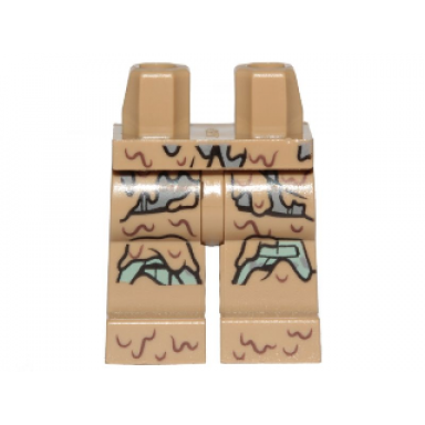 dark tan hips and legs with sand green knee pads and dirt stains pattern