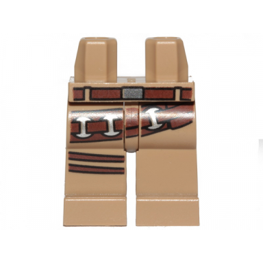 dark tan hips and legs with reddish brown belt with 3 buckles and 2 straps pattern
