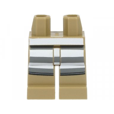 dark tan hips and legs with white and dark bluish gray prison stripes pattern