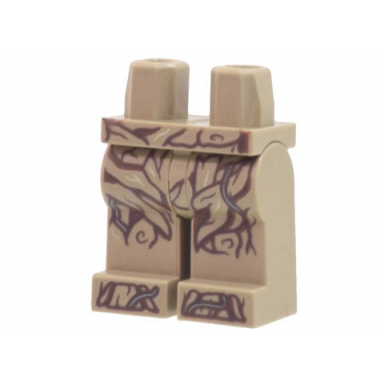 dark tan hips and legs with dark tan and reddish brown tree bark plates and vines pattern