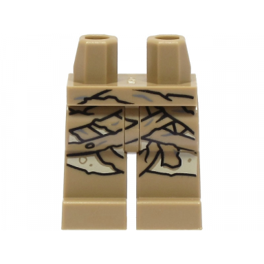 dark tan hips and legs with tan knees and mummy wrappings pattern