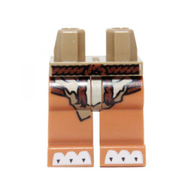 dark tan hips and medium nougat legs with loincloth brown rope belt and white paws pattern