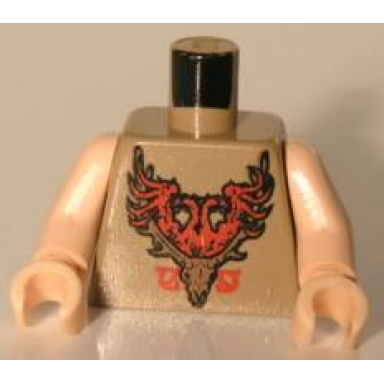 dark tan torso with durmstrang coat of arms light brown stag head and red eagle with 2 heads pattern light nougat arms light nougat hands