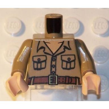 dark tan torso open collar 2 pockets buttons and belt pattern rene belloq dark tan arms light nougat hands