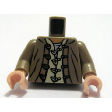 dark tan torso indiana jones jacket and shirt with buttons and loops pattern dark tan arms light nougat hands