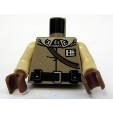 dark tan torso sw general calrissian braid badge black belt and shoulder strap pattern tan arms reddish brown hands