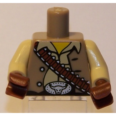 dark tan torso cowboy dark tan vest tan shirt bandolier and silver buckle pattern tan arms reddish brown hands