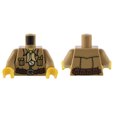 dark tan torso pharaohs quest safari shirt tan bandana compass pattern dark tan arms yellow hands
