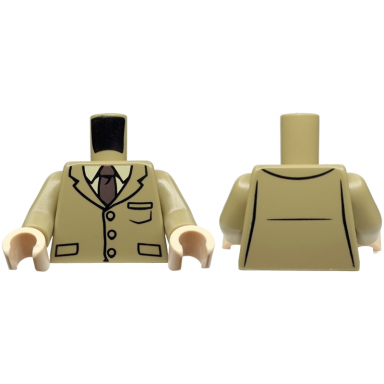 dark tan torso harry potter suit jacket with tie 3 buttons and pockets pattern dark tan arms light nougat hands