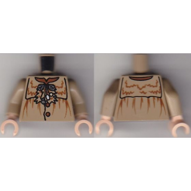 dark tan torso harry potter professor sprout smock top with leaves pattern dark tan arms light nougat hands