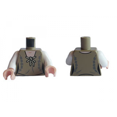 dark tan torso sw female dark tan robe with light tan tie and dark bluish gray stitching both sides pattern leia white arms light nougat hands