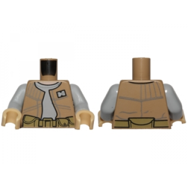 dark tan torso sw vest with badge over light bluish gray shirt belt with pouches pattern endor rebel trooper light bluish gray arms tan hands