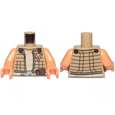 dark tan torso sw quilted jacket with tan undershirt and red freemakers logo pattern zander nougat arms nougat hands